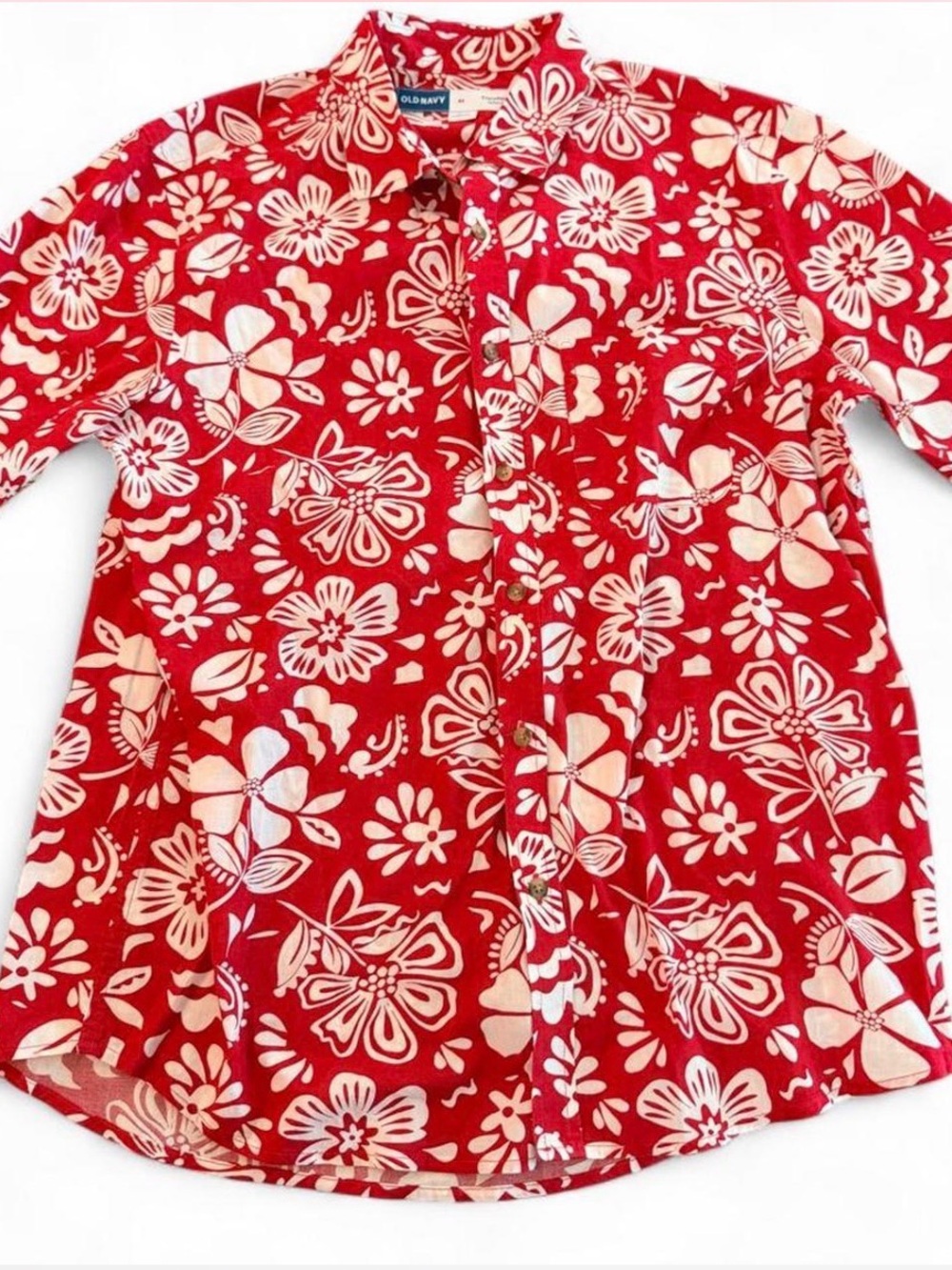 Old Navy Red Floral Button-Down Shirt